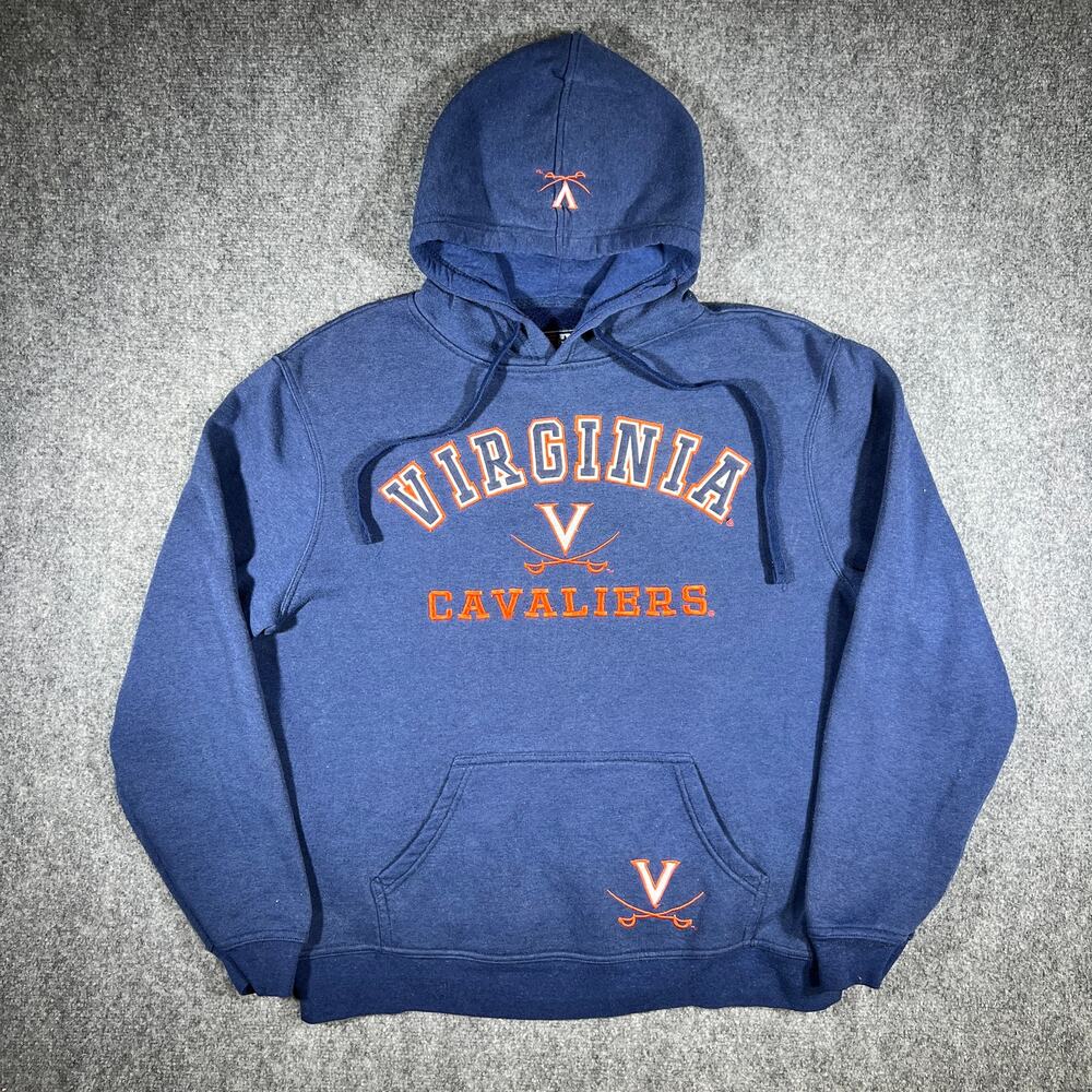 J America Virginia Cavaliers Hoodie Large Blue Hooded Sweatshirt
